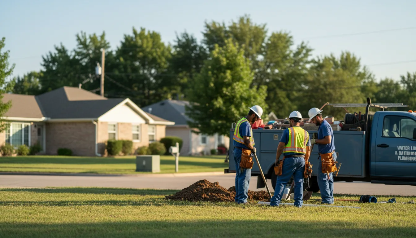 Residential water line and bathroom plumbing service in Arnold, KS